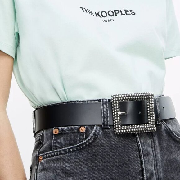 The Kooples Classic Black Leather Belt AFCE22031K BLA01 (0167) main image 5